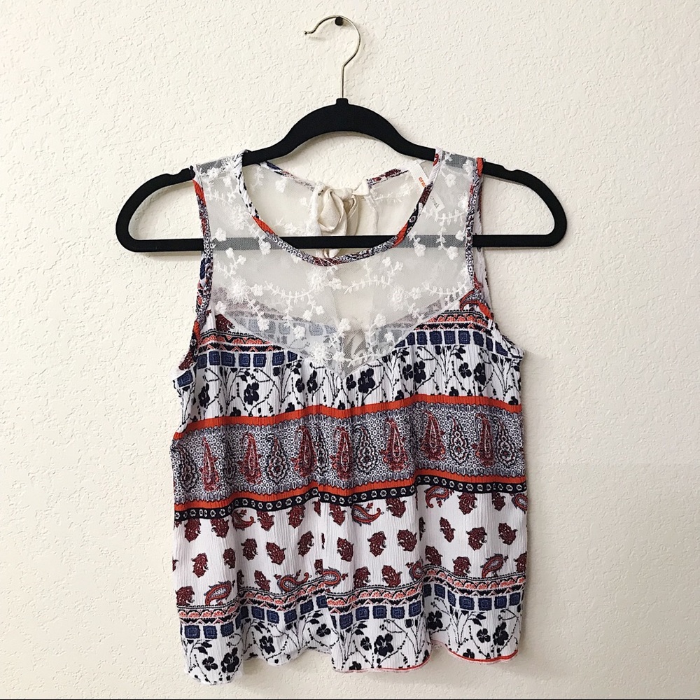 Orange Creek Print Tie Back Tank